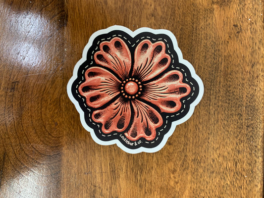 Tooled Leather Flower Sticker