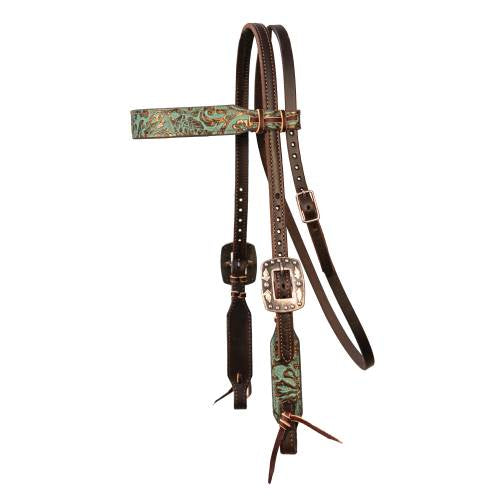 PC ⅝” TAPERED COPPER EMERALD BROWBAND HEADSTALL
