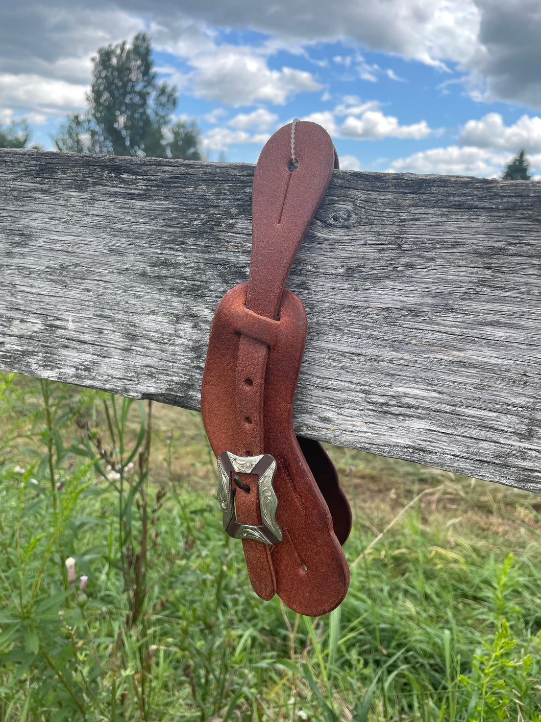 Roughout Spur Straps with Ant Silver Buckle